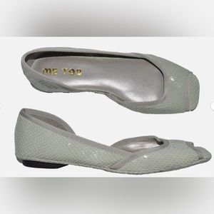 ME TOO TUSCON NEW SZ 6 M LIGHT GREEN SNAKE PRINT LEATHER OPEN TOE FLATS SHOES